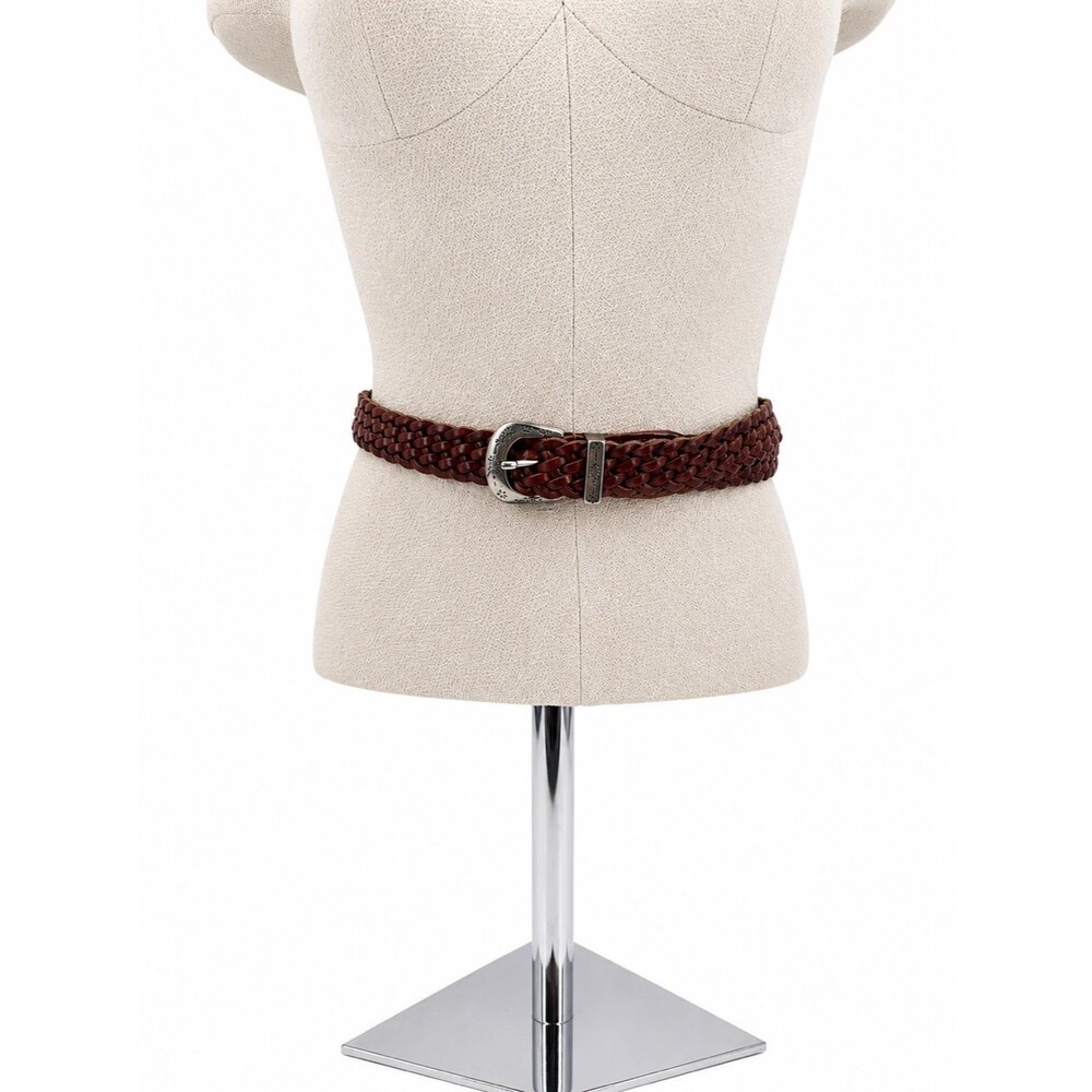 Omega Brown Braided Leather Belt Western Size Large Made in Turkey Classic